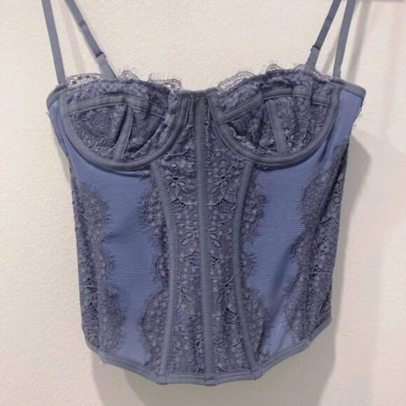 Urban Outfitters Out From Under Blue Lace Modern Love Corset Bustier Top - Picture 3 of 4